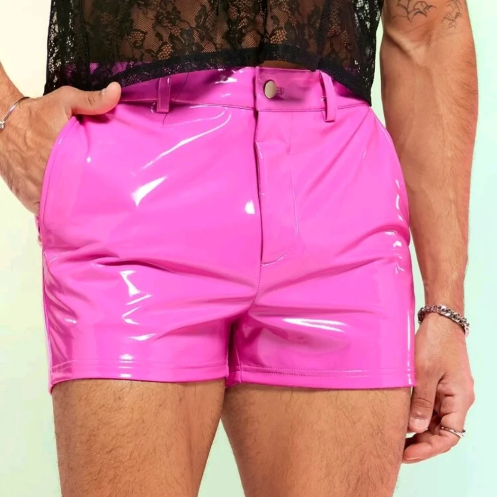 SHEIN hot pink latex look booty short shiny barbie kenergy vibe Medium NWT - Picture 8 of 14